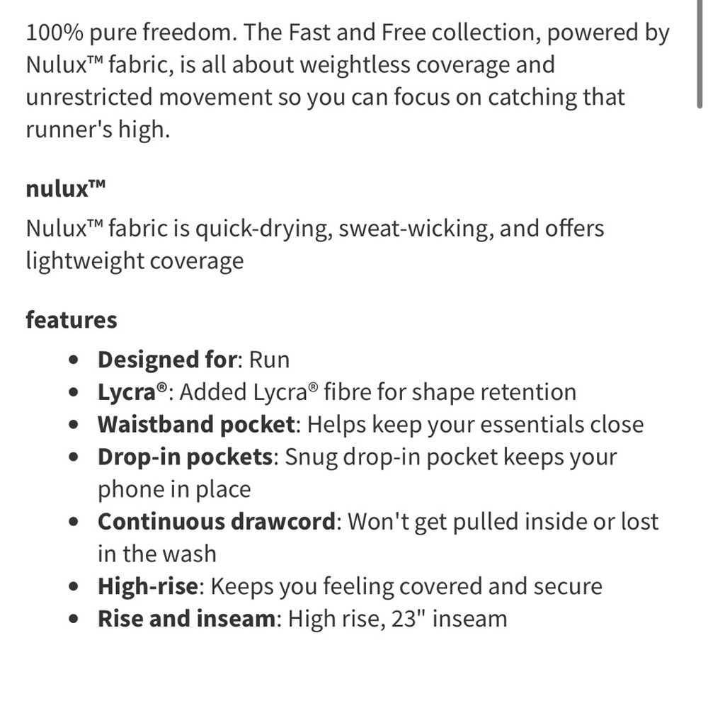 Lululemon Fast and Free High-Rise Crop 23" Floral Spray Multi Size 4 - Picture 9 of 9